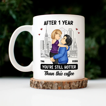 Cartoon Couple Kissing Hotter Than This Coffee - Personalized Mug