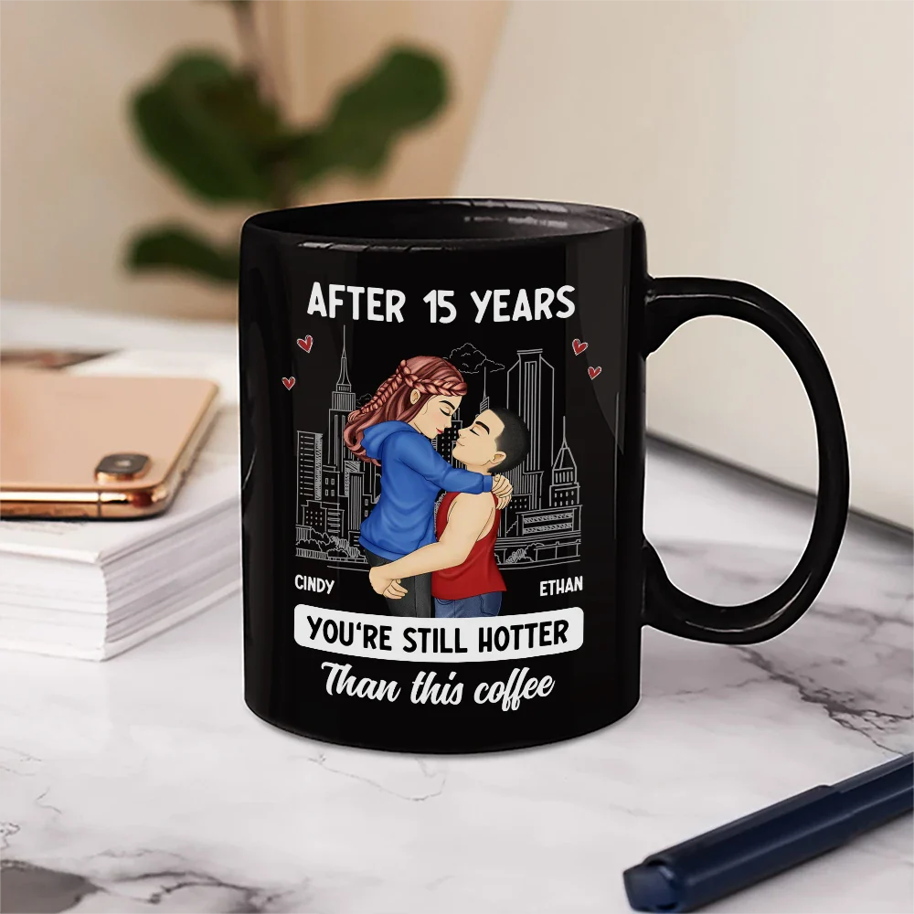 Cartoon Couple Kissing Hotter Than This Coffee - Personalized Mug