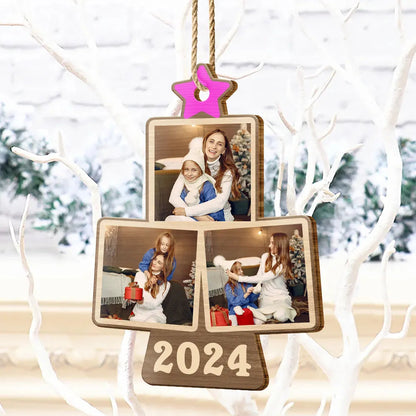 Custom Photo Family Christmas Tree - Personalized Custom Shaped Wooden Ornament