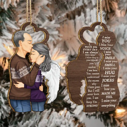 Christmas Memorial I Miss You - Personalized Wooden Ornament Print 2 Sides