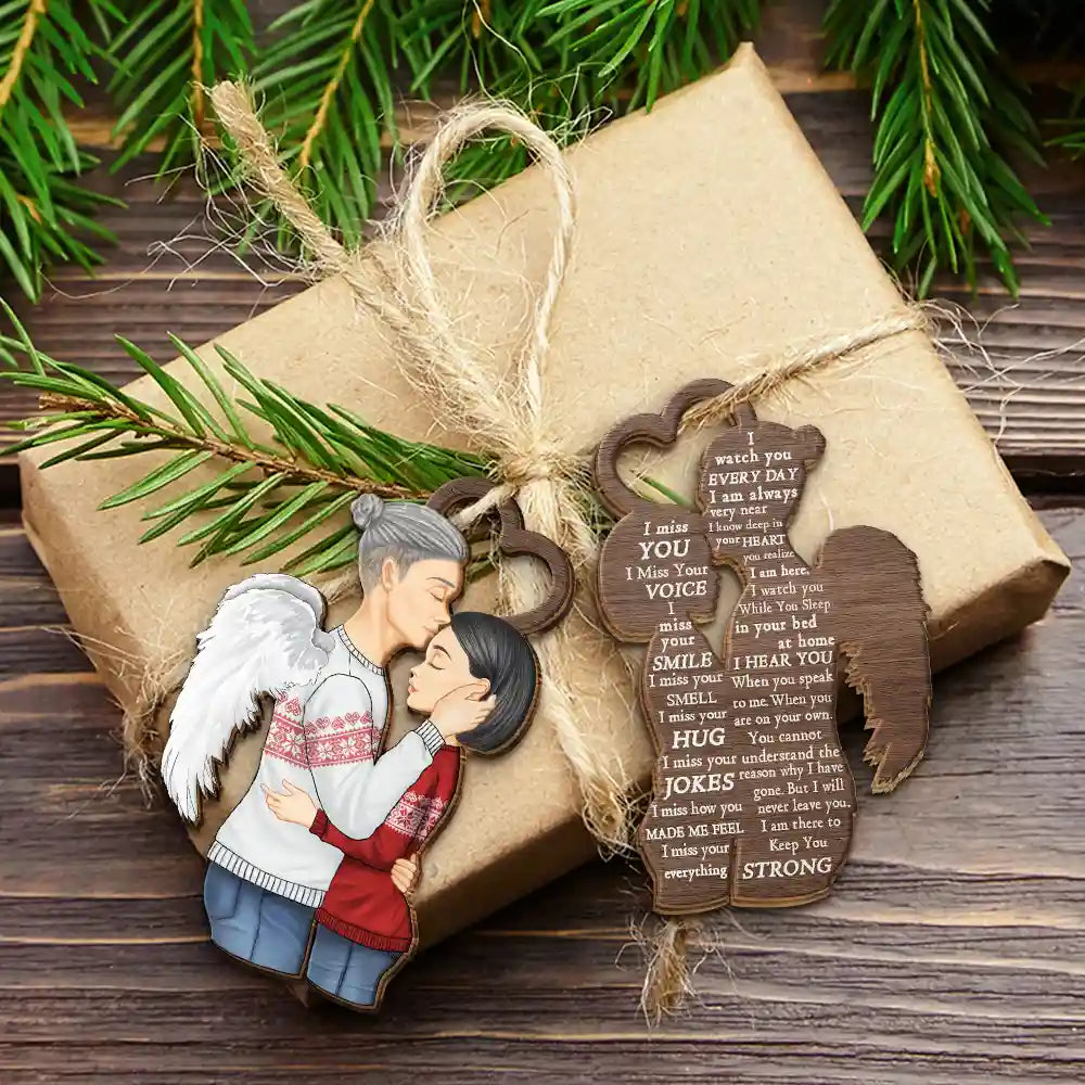 Christmas Memorial I Miss You - Personalized Wooden Ornament Print 2 Sides