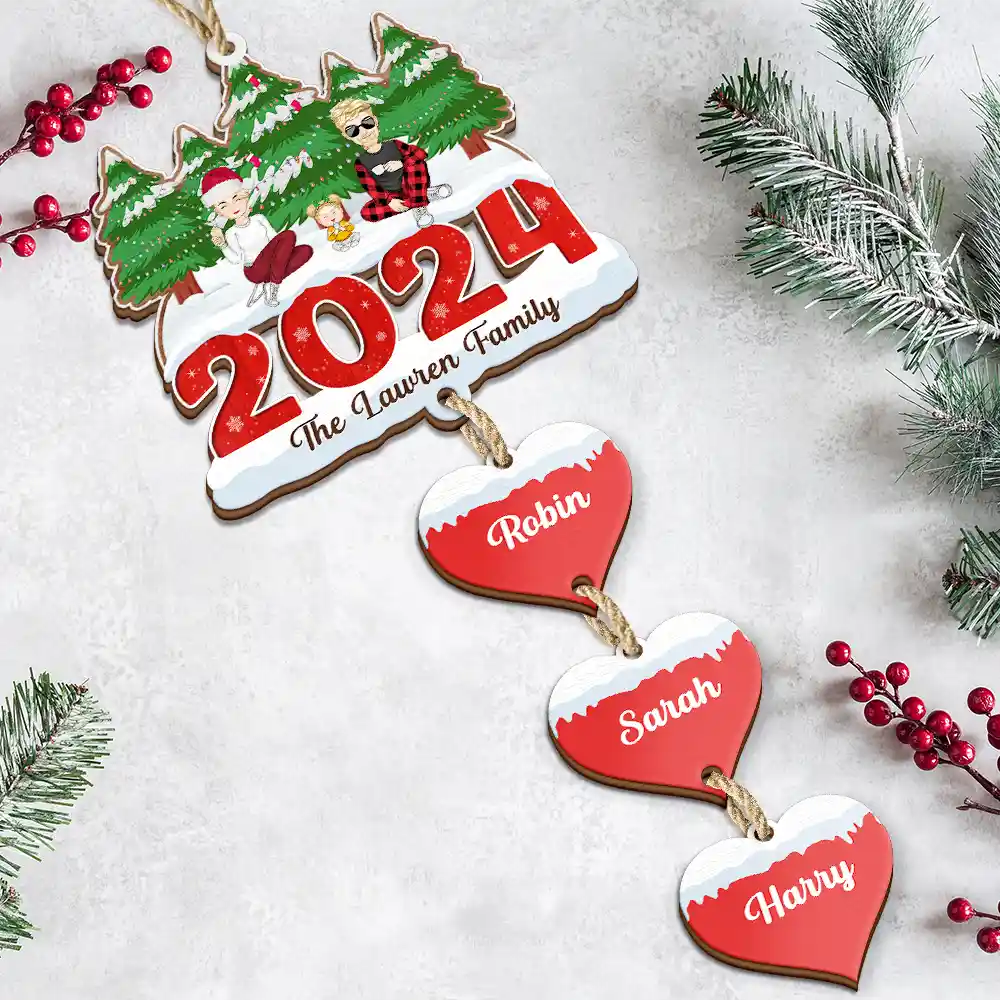 2024 Christmas A Whole Lot Of Love - Personalized Wooden Ornament With Wooden Tag