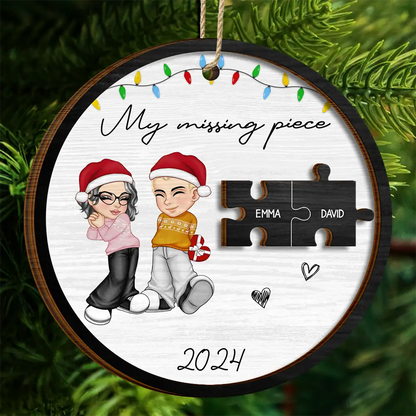 My Missing Piece Couple Christmas - Personalized 2-Layered Wooden Ornament