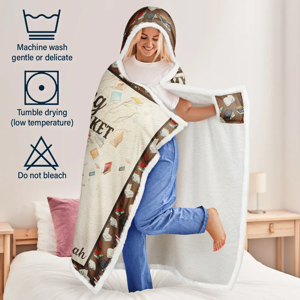 Book Reading & Cat Cuddling Blanket - Personalized Wearable Hooded Blanket