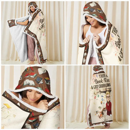 Book Reading & Cat Cuddling Blanket - Personalized Wearable Hooded Blanket