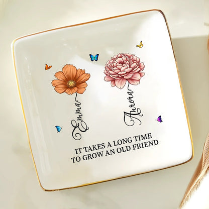 Blooming Birth Flower Grow An Old Friend - Personalized Ring Dish