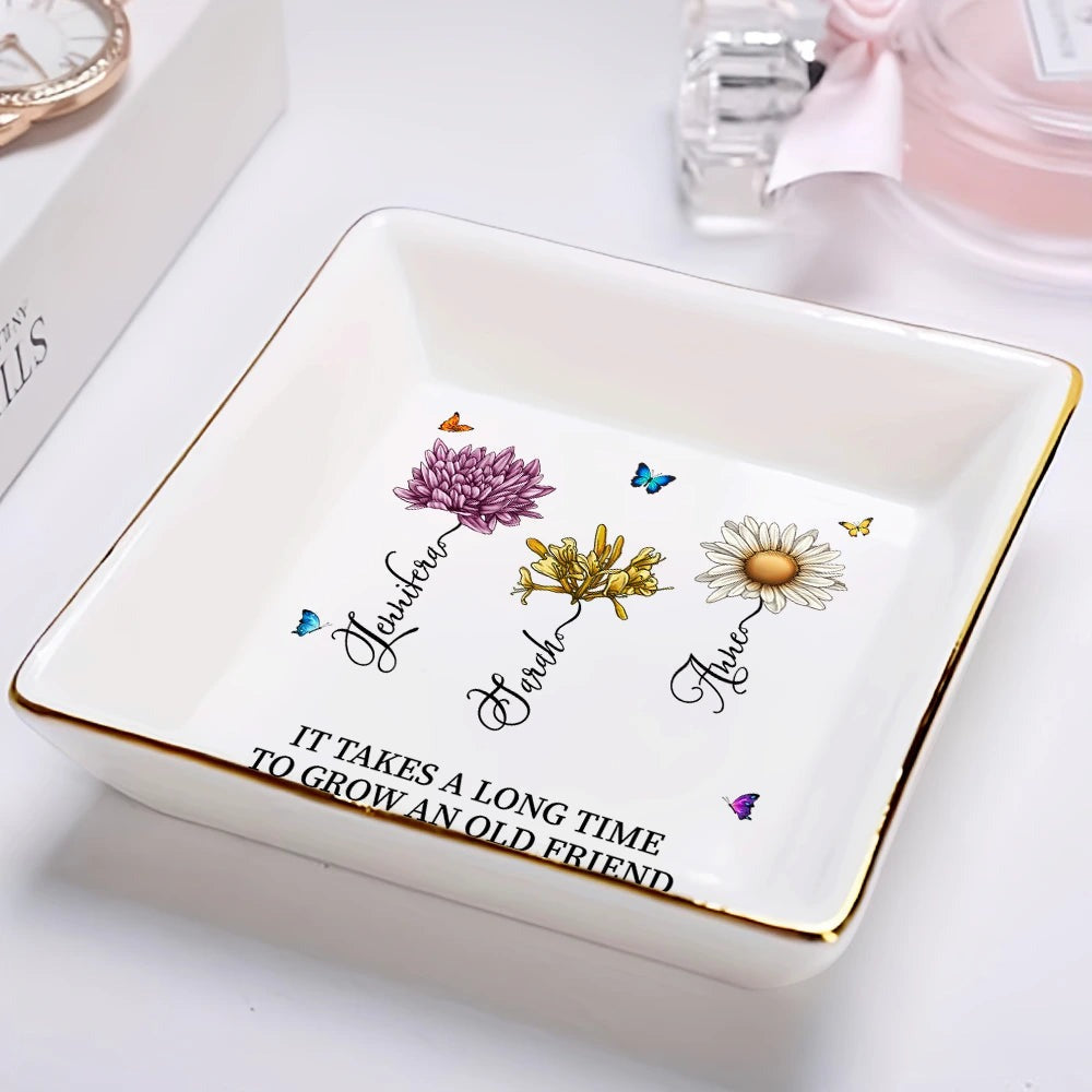 Blooming Birth Flower Grow An Old Friend - Personalized Ring Dish