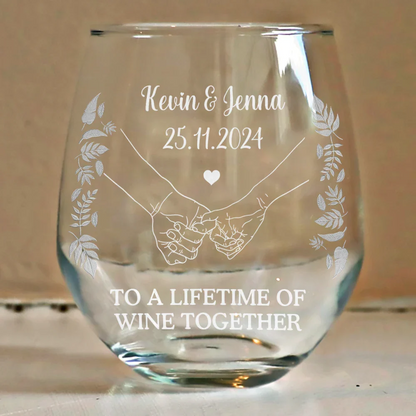 To A Lifetime Of Wine Together, Wedding Gift - Personalized Steamless Wine Glass