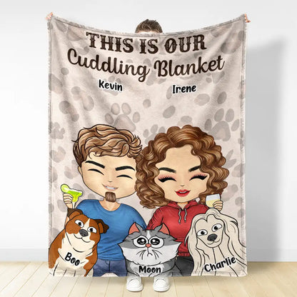 Pet Couple Our Cuddling Blanket - Personalized Fleece Blanket, Sherpa Blanket