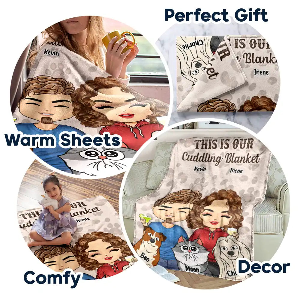 Pet Couple Our Cuddling Blanket - Personalized Fleece Blanket, Sherpa Blanket