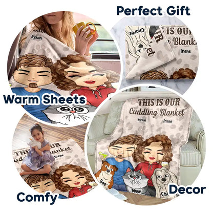 Pet Couple Our Cuddling Blanket - Personalized Fleece Blanket, Sherpa Blanket