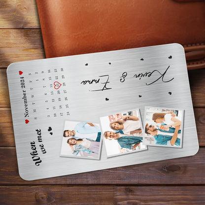 The Day Our Journey Began Custom Photo & Calendar - Personalized Aluminum Wallet Card