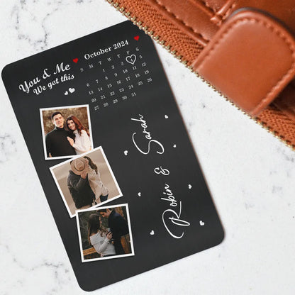 The Day Our Journey Began Custom Photo & Calendar - Personalized Aluminum Wallet Card