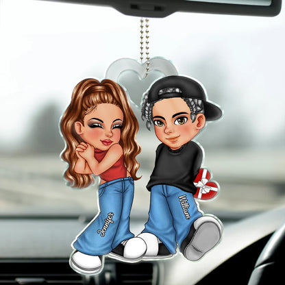 Y2K Couple, Anniversary Gift - Personalized Acrylic Car Hanger