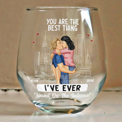Kissing Couple Best Thing Found On The Internet - Personalized Stemless Wine Glass
