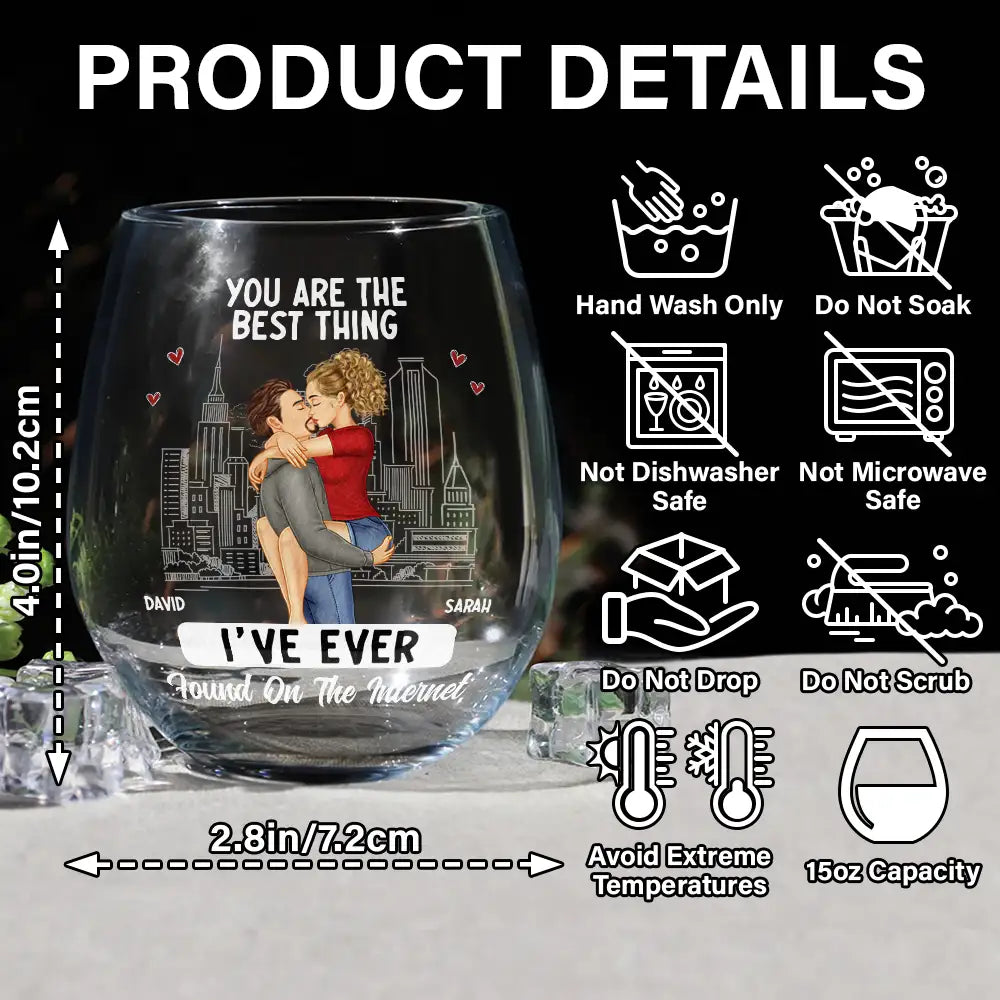 Kissing Couple Best Thing Found On The Internet - Personalized Stemless Wine Glass