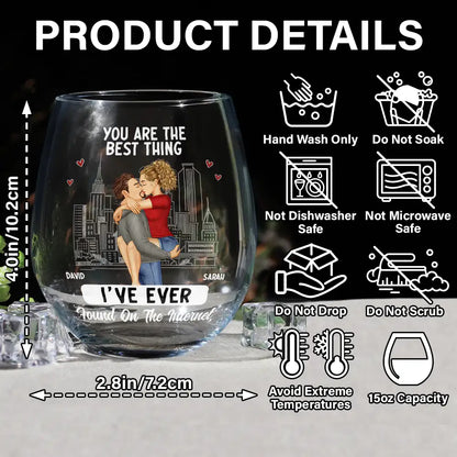 Kissing Couple Best Thing Found On The Internet - Personalized Stemless Wine Glass