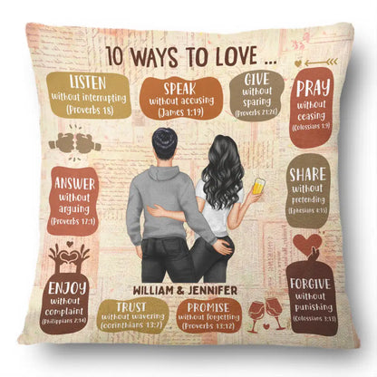 Couple Backside 10 Ways To Love - Personalized Pillow