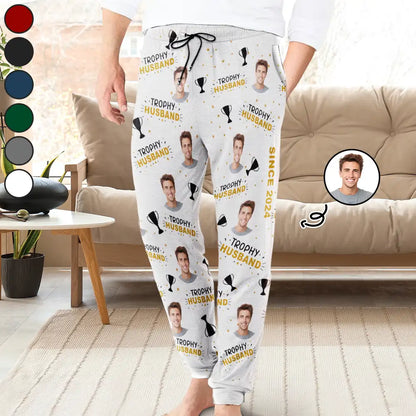 Custom Photo Trophy Husband Couple - Personalized Sweatpants