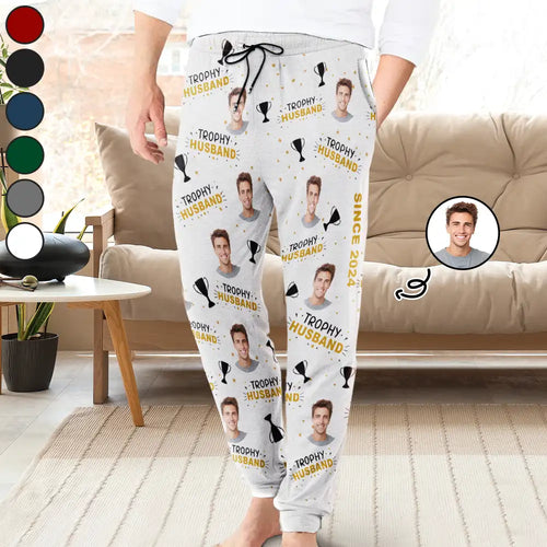 Custom Photo Trophy Husband Couple - Personalized Sweatpants