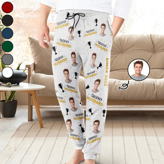 Custom Photo Trophy Husband Couple - Personalized Sweatpants
