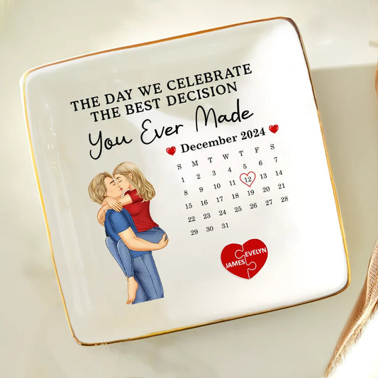 Couple Calendar Celebrate The Best Decision You Ever Made - Personalized Ring Dish
