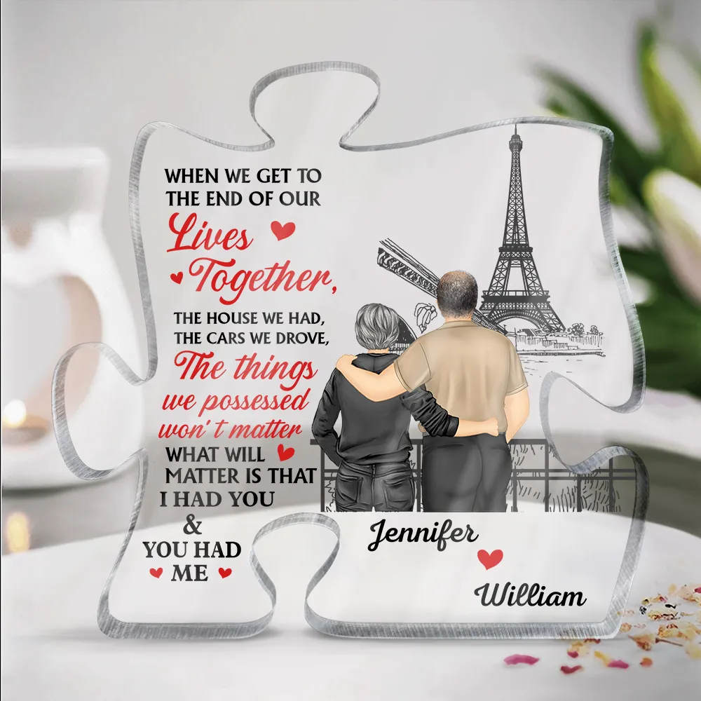 Old Couple I Had You You Had Me - Personalized Puzzle Shaped Acrylic Plaque