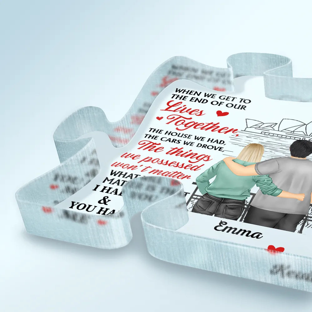 Old Couple I Had You You Had Me - Personalized Puzzle Shaped Acrylic Plaque
