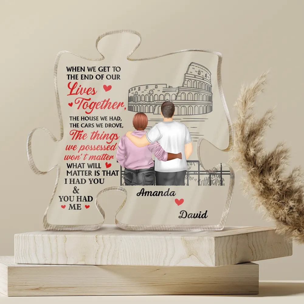 Old Couple I Had You You Had Me - Personalized Puzzle Shaped Acrylic Plaque