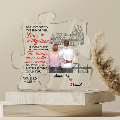 Old Couple I Had You You Had Me - Personalized Puzzle Shaped Acrylic Plaque