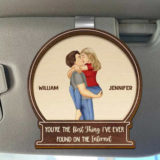 Kissing Couple Best Thing On The Internet - Personalized Custom Shaped Car Visor Clip