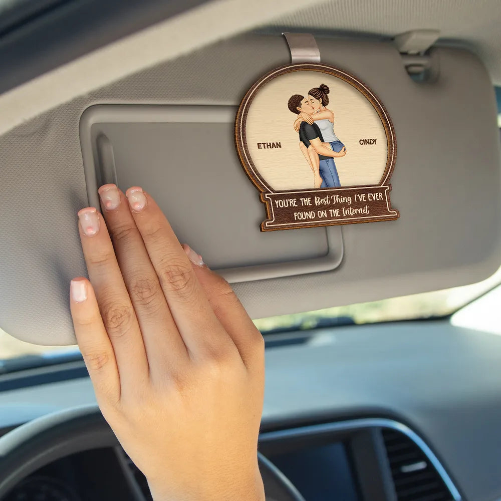 Kissing Couple Best Thing On The Internet - Personalized Custom Shaped Car Visor Clip