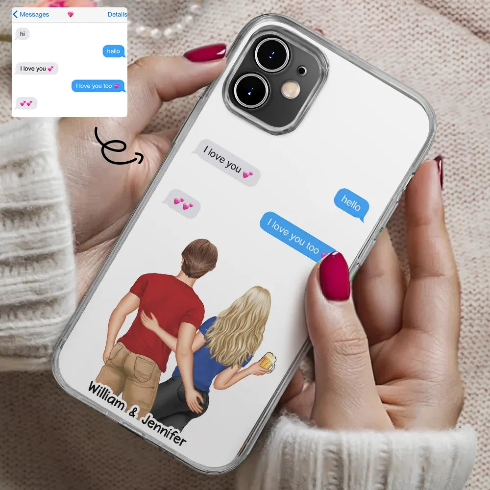 Custom Photo Love Text Messages Couple - Personalized Clear Phone Case