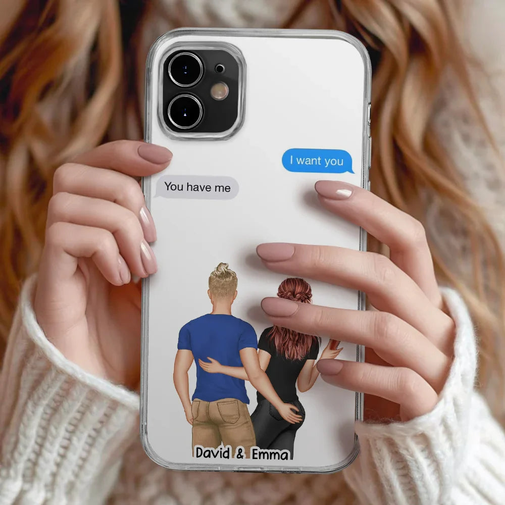 Custom Photo Love Text Messages Couple - Personalized Clear Phone Case