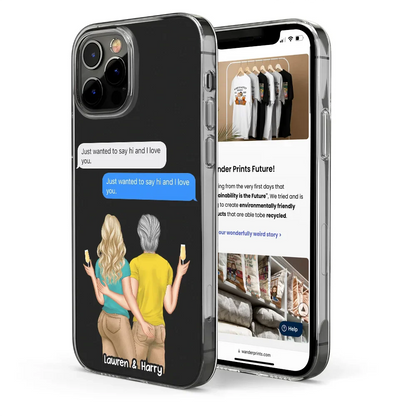 Custom Photo Love Text Messages Couple - Personalized Clear Phone Case