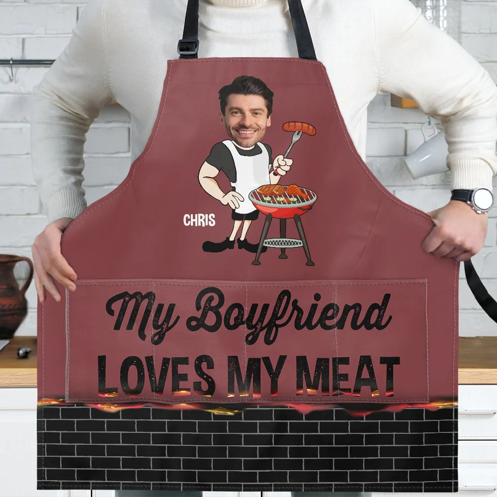 Custom Photo BBQ My Wife Loves My Meat - Personalized Apron