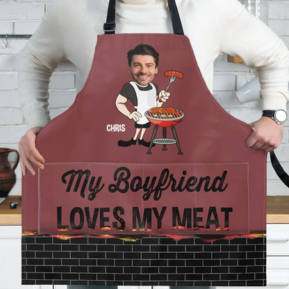 Custom Photo BBQ My Wife Loves My Meat - Personalized Apron
