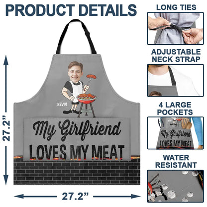 Custom Photo BBQ My Wife Loves My Meat - Personalized Apron