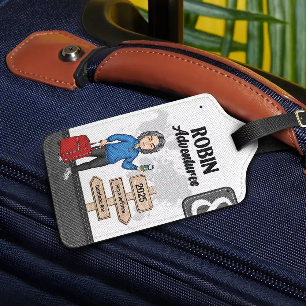 Couple Travel Adventures Sign Post - Personalized Combo 2 Luggage Tags