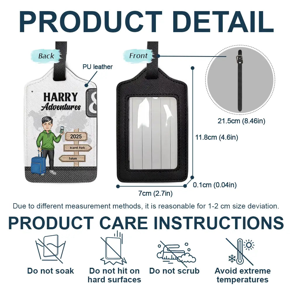 Couple Travel Adventures Sign Post - Personalized Combo 2 Luggage Tags