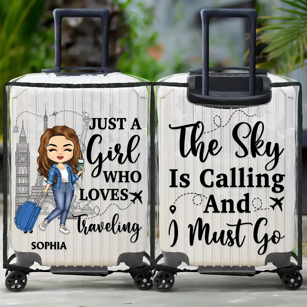 Just A Girl Boy Who Loves Traveling - Personalized Clear Luggage Cover
