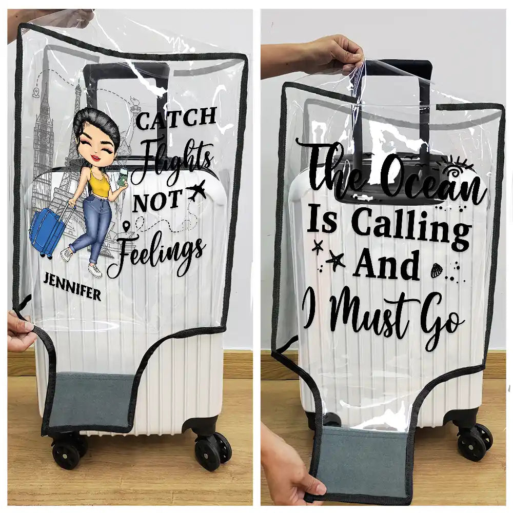 Just A Girl Boy Who Loves Traveling - Personalized Clear Luggage Cover