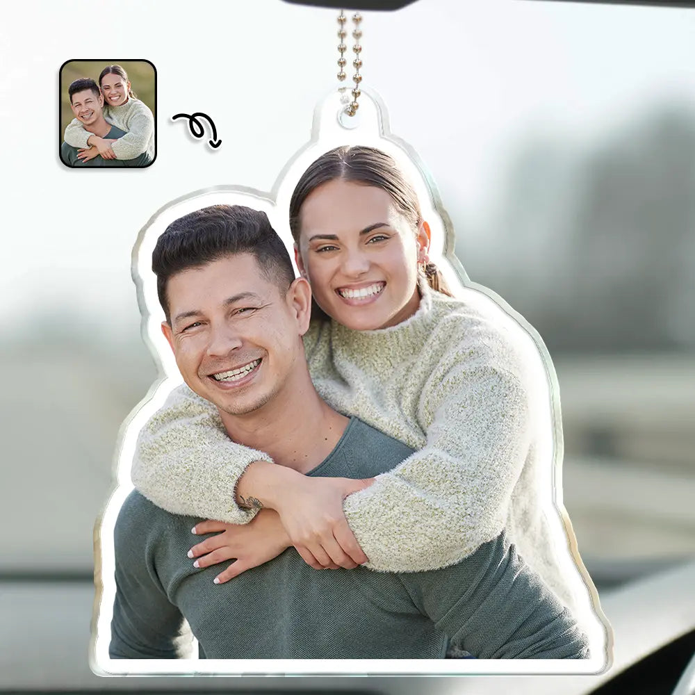 Custom Photo Outline Couple Family Besties - Personalized Acrylic Car Hanger