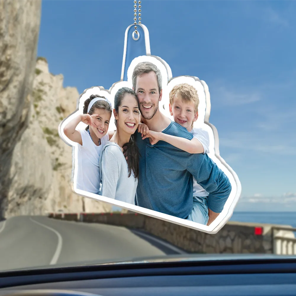 Custom Photo Outline Couple Family Besties - Personalized Acrylic Car Hanger