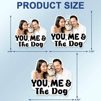 Custom Photo Outline You, Me And The Dog Cat - Personalized Acrylic Car Hanger