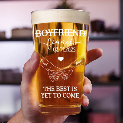 Girlfriend Fiancee Boyfriend Fiance Engagement Couple Gift - Personalized Combo Wine & Beer Glass