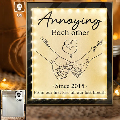 Couple Holding Hands From Our First Kiss - Personalized LED Mirror Frame Lamp