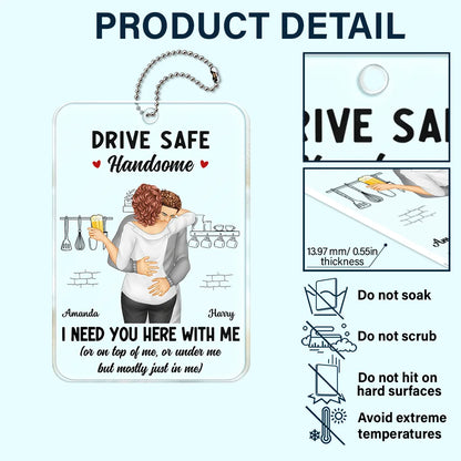 Couple Hugging Drive Safe Handsome - Personalized Acrylic Car Hanger