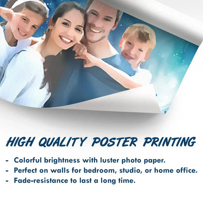 Custom Photo Watercolor Couple Family Besties Landscape - Personalized Poster