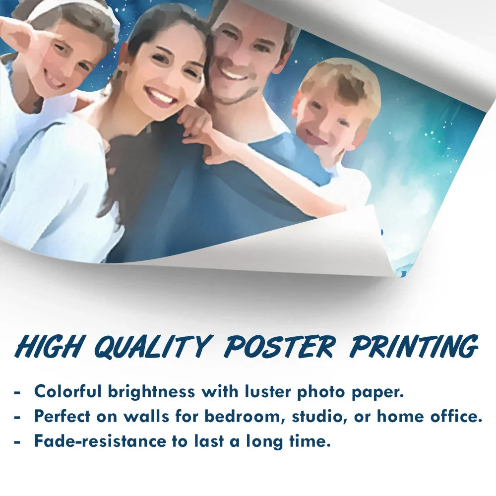 Custom Photo Watercolor Couple Family Besties Landscape - Personalized Poster